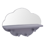 Grijze kapstok met spiegel wolk vorm 39 cm kinderkamer accessoires - Babykamer/kinderkamer accessoires - Spiegels - Kapstokken - Wolken kapstok/spiegel 2-in-1 - Grijs