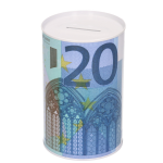 Spaarpot 20 euro biljet 8 x 15 cm - Blikken/metalen spaarpotten met euro biljetten - Blauw