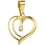 Lucardi 14karaat geelgouden hanger hart met diamant