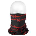 Multifunctionele morf sjaal met rood prikkeldraad - Zwart