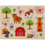 Engelhart Houten knopjes/noppen speelgoed puzzel boerderij thema 30 x 22 cm - Educatief speelgoed voor kinderen