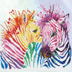 Top1Toys Rainbow Zebras Diamond Dotz - 40x40 cm - Diamond Painting