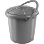 Hega Hogar Grijze vuilnisbak/prullenbak emmer met deksel 14 liter 34 x 32,5 cm - Kunststof/plastic vuilnisemmer - Afval scheiden - GFT afvalbak - Luieremmer - Grijs