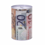 Spaarpot euro biljetten rechtop 10 x 15 cm - Blikken/metalen spaarpotten met euro biljetten