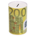 Spaarpot 200 euro biljet 8 x 15 cm - Blikken/metalen spaarpotten met euro biljetten - Geel