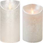 Anna's Collection Set van 2x stuks Zilveren Led kaarsen met bewegende vlam - 12.5 en 15 cm - Sfeer stompkaarsen voor binnen - Silver