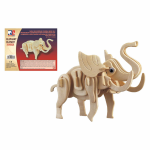 Houten dieren 3D puzzel olifant - Speelgoed bouwpakket 20 x 8,4 x 11,5 cm - Bruin