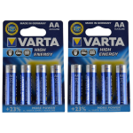 8x Varta Alkaline AA batterijen high energy 1.5 V - LR6 8x stuks