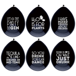 6x Ballonnen met drank quotes feestversiering - Party decoratie - Zwart