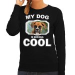 Bellatio Decorations Boxer honden trui / sweater my dog is serious cool - dames - Boxer liefhebber cadeau sweaters - Zwart