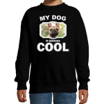 Bellatio Decorations Franse bulldog honden trui / sweater my dog is serious cool - kinderen - Franse bulldogs liefhebber cadeau sweaters - Zwart