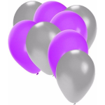 30x ballonnen 27 cm - zilver / paarseversiering