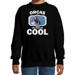 Bellatio Decorations Dieren orka walvissen sweater kinderen - orcas are serious cool trui jongens/ meisjes - cadeau grote orka/ orka walvissen liefhebber - Zwart