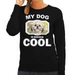 Bellatio Decorations Shih tzu honden trui / sweater my dog is serious cool - dames - Shih tzus liefhebber cadeau sweaters - Zwart