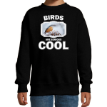 Bellatio Decorations Dieren vogels sweater kinderen - birds are serious cool trui jongens/ meisjes - cadeau boomklever vogel/ vogels liefhebber - Zwart