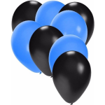 30x ballonnen - 27 cm - zwart / blauwe versiering