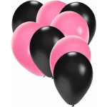 30x ballonnen zwart en lichtroze