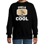 Bellatio Decorations Dieren uilen sweater kinderen - owls are serious cool trui jongens/ meisjes - cadeau steenuil/ uilen liefhebber - Zwart