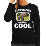 Bellatio Decorations Dieren olifant met kalf sweater dames - elephants are serious cool trui - cadeau sweater olifant/ olifanten liefhebber - Zwart