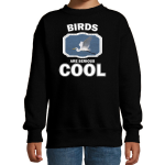 Bellatio Decorations Dieren vogels sweater kinderen - birds are serious cool trui jongens/ meisjes - cadeau grote zilverreiger/ vogels liefhebber - Zwart