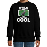 Bellatio Decorations Dieren uilen sweater kinderen - owls are serious cool trui jongens/ meisjes - cadeau velduil/ uilen liefhebber - Zwart