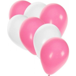 30x ballonnen wit en lichtroze - 27 cm - witte / lichtroze versiering