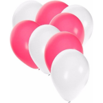 30x ballonnen wit en roze - 27 cm - witte / roze versiering