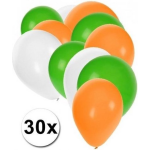 30x ballonnen groen wit - Oranje