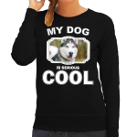 Bellatio Decorations Husky honden trui / sweater my dog is serious cool - dames - Siberische huskys liefhebber cadeau sweaters - Zwart