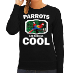 Bellatio Decorations Dieren papegaaien sweater dames - parrots are serious cool trui - cadeau sweater papegaai/ papegaaien liefhebber - Zwart