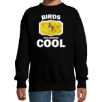 Bellatio Decorations Dieren vogels sweater kinderen - birds are serious cool trui jongens/ meisjes - cadeau blauwborst vogel/ vogels liefhebber - Zwart