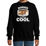 Bellatio Decorations Dieren paarden sweater kinderen - horses are serious cool trui jongens/ meisjes - cadeau bruin paard/ paarden liefhebber - Zwart