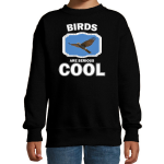 Bellatio Decorations Dieren vogels sweater kinderen - birds are serious cool trui jongens/ meisjes - cadeau vliegende havik roofvogel/ vogels liefhebber - Zwart