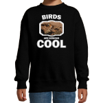 Bellatio Decorations Dieren vogels sweater kinderen - birds are serious cool trui jongens/ meisjes - cadeau appelvink vogel/ vogels liefhebber - Zwart