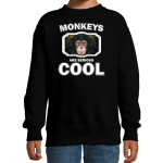 Bellatio Decorations Dieren apen sweater kinderen - monkeys are serious cool trui jongens/ meisjes - cadeau leuke chimpansee/ apen liefhebber - Zwart