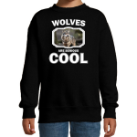 Bellatio Decorations Dieren wolven sweater kinderen - wolfs are serious cool trui jongens/ meisjes - cadeau wolf/ wolven liefhebber - Zwart