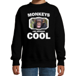 Bellatio Decorations Dieren apen sweater kinderen - monkeys are serious cool trui jongens/ meisjes - cadeau chimpansee/ apen liefhebber - Zwart