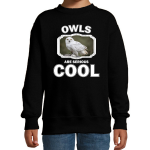 Bellatio Decorations Dieren uilen sweater kinderen - owls are serious cool trui jongens/ meisjes - cadeau sneeuwuil/ uilen liefhebber - Zwart