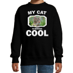 Bellatio Decorations Bruine kat katten trui / sweater my cat is serious cool - kinderen - katten / poezen liefhebber cadeau sweaters - Zwart