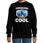 Bellatio Decorations Dieren pinguins sweater kinderen - penguins are serious cool trui jongens/ meisjes - cadeau pinguin/ pinguins liefhebber - Zwart