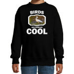 Bellatio Decorations Dieren vogels sweater kinderen - birds are serious cool trui jongens/ meisjes - cadeau lepelaar vogel/ vogels liefhebber - Zwart