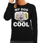 Bellatio Decorations Witte herder honden trui / sweater my dog is serious cool - dames - Witte herders liefhebber cadeau sweaters - Zwart