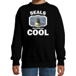 Bellatio Decorations Dieren zeehonden sweater kinderen - seals are serious cool trui jongens/ meisjes - cadeau grijze zeehond/ zeehonden liefhebber - Zwart