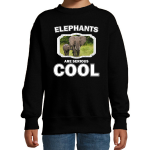 Bellatio Decorations Dieren olifant met kalf sweater kinderen - elephants are serious cool trui - cadeau olifant/ olifanten liefhebber - Zwart