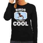 Bellatio Decorations Dieren arenden sweater dames - birds are serious cool trui - cadeau sweater rode wouw roofvogel/ arenden liefhebber - Zwart