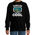 Bellatio Decorations Dieren schildpadden sweater kinderen - turtles are serious cool trui jongens/ meisjes - cadeau zee schildpad/ schildpadden liefhebber - Zwart