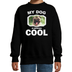 Bellatio Decorations Mopshond honden trui / sweater my dog is serious cool - kinderen - mopshonden liefhebber cadeau sweaters - Zwart