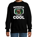 Bellatio Decorations Dieren apen sweater kinderen - monkeys are serious cool trui jongens/ meisjes - cadeau orangoetan/ apen liefhebber - Zwart