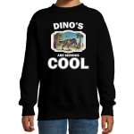 Bellatio Decorations Dieren dinosaurussen sweater kinderen - dinosaurs are serious cool trui jongens/ meisjes - cadeau t-rex dinosaurus/ dinosaurussen liefhebber - Zwart