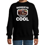 Bellatio Decorations Dieren apen sweater kinderen - monkeys are serious cool trui jongens/ meisjes - cadeau gekke orangoetan / apen liefhebber - Zwart